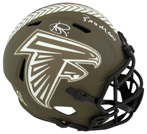 Andre Rison Signed Falcons Salute Riddell F/S Rep Helmet w/Bad Moon - (SS COA)