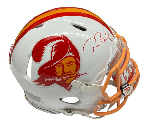 TOM BRADY Autographed Throwback Bucs Custom Visor Authentic Helmet FANATICS