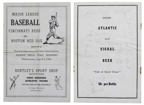 (9) Walters, Foxx, Williams, Cronin +5 Signed 1941 Reds vs. Red Sox Program PSA