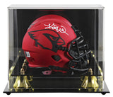 Cardinals Kurt Warner Signed Rave Speed Mini Helmet W/ Case BAS Witnessed 2