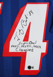 Patriots Tedy Bruschi "SB Champions" Signed Navy M&N TB Framed Jersey BAS Wit