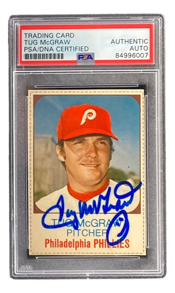 Tug McGraw Signed Philadelphia Phillies 1975 Hostess #149 Trading Card PSA/DNA