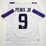 Autographed/Signed Michael Penix Jr. Washington Huskies White Jersey BAS COA