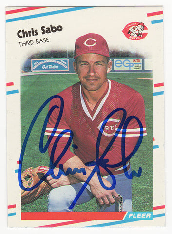 Chris Sabo Signed Reds 1988 Fleer Update Rookie Baseball Card #U-87 - (SS COA)