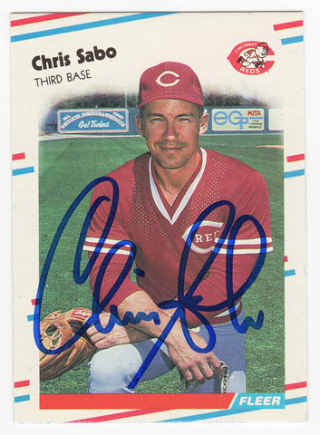 Chris Sabo Signed Reds 1988 Fleer Update Rookie Baseball Card #U-87 - (SS COA)