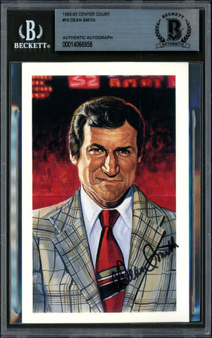 Dean Smith Autographed 1992-93 Capital Cards Postcard UNC Beckett 14066958