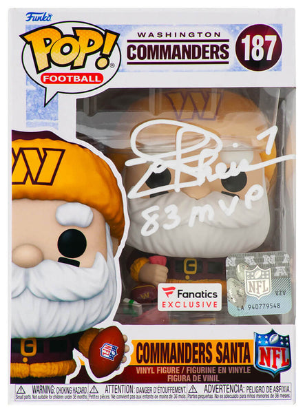 Joe Theismann Signed Commanders SANTA Funko Pop #187 w/83 MVP - (SCHWARTZ COA)