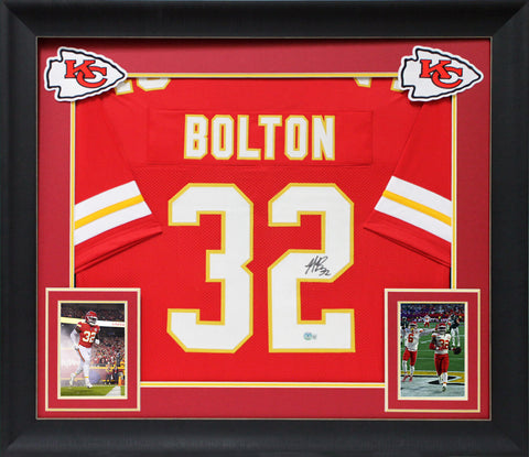 Nick Bolton Authentic Signed Red Pro Style Framed Jersey Autographed BAS Witness