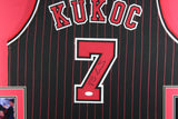 TONY KUKOC (Bulls black pin SKYLINE) Signed Autographed Framed Jersey JSA