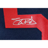 Shane Bieber Autographed/Signed Pro Style sz XL Navy Jersey Beckett 43408