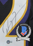 Ray Lewis HOF Signed Black Custom Football Jersey w/ Stats Ravens Beckett 186215