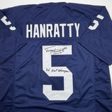 Autographed/Signed Terry Hanratty Notre Dame Blue College Jersey JSA COA