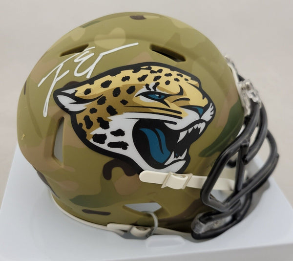 TRAVIS ETIENNE SIGNED JACKSONVILLE JAGUARS CAMO SPEED MINI HELMET w/ JSA COA