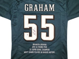 EAGLES BRANDON GRAHAM AUTOGRAPHED GREEN STAT JERSEY BECKETT WITNESS 241648