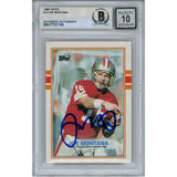 Joe Montana Autographed/Signed 1989 Topps #12 Slab Trading Card Beckett 49914