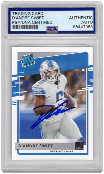 D'Andre Swift Signed Lions 2020 Donruss Rated RC Football Card #309 - (PSA/DNA)