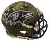 Ray Lewis Autographed Baltimore Ravens Camo Mini Helmet Beckett 36150