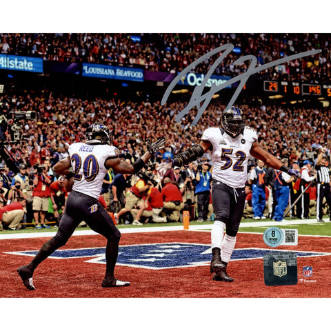 Ray Lewis Autographed/Signed Baltimore Ravens 8x10 Photo Beckett Witness 50761