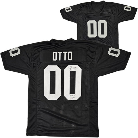 OAKLAND RAIDERS JIM OTTO AUTOGRAPHED BLACK JERSEY "HOF 1980" PSA/DNA 215777