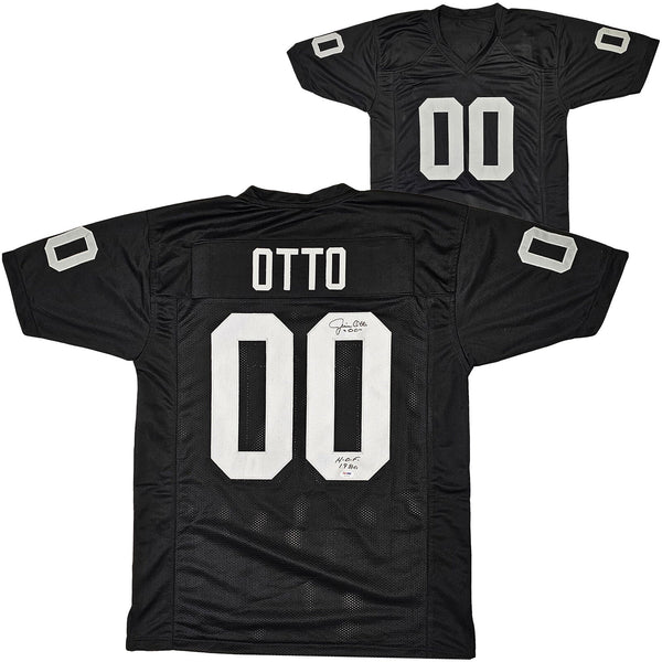 OAKLAND RAIDERS JIM OTTO AUTOGRAPHED BLACK JERSEY "HOF 1980" PSA/DNA 215777