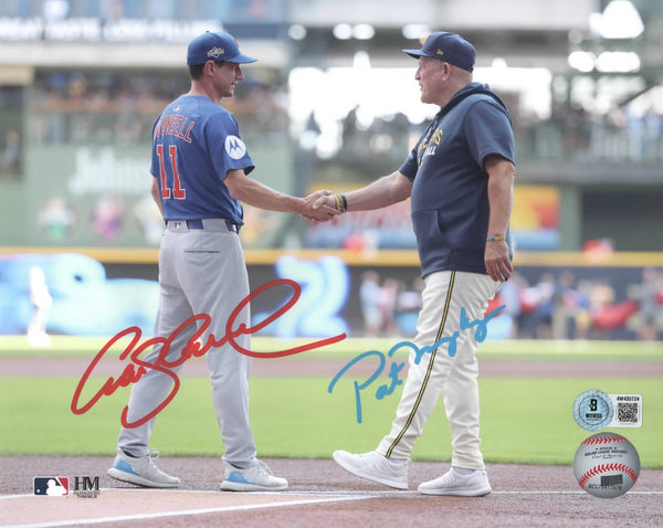 Brewers Mrg PAT MURPHY & Cubs Mgr CRAIG COUNSELL Dual Signed 8x10 Photo AUTO BAS