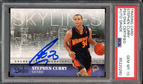 2009-10 Panini Studio #9 Stephen Curry RC On Card PSA/DNA Auto GEM MINT 10