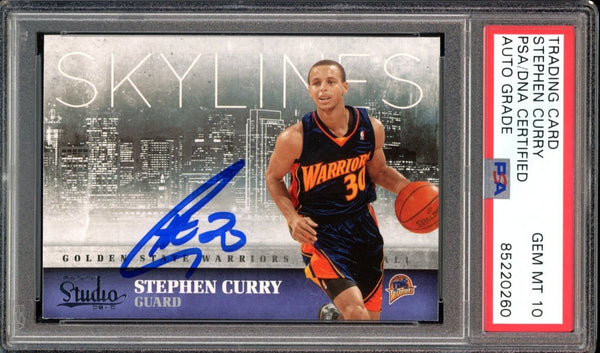 2009-10 Panini Studio #9 Stephen Curry RC On Card PSA/DNA Auto GEM MINT 10