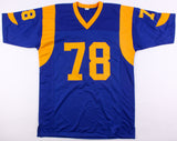 Jackie Slater Signed Rams Jersey Inscribed "HOF 01" (JSA COA) 7xPro Bowl Tackle