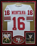 SUEDE FRAMED SAN FRANCISCO 49ERS JOE MONTANA AUTOGRAPHED SIGNED JERSEY JSA COA