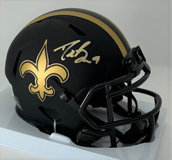 Saints Quarterback DREW BREES Signed ECLIPSE Speed Mini Helmet AUTO - BAS