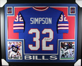 OJ Simpson Autographed/Signed Pro Style Blue Framed Jersey BAS 44598