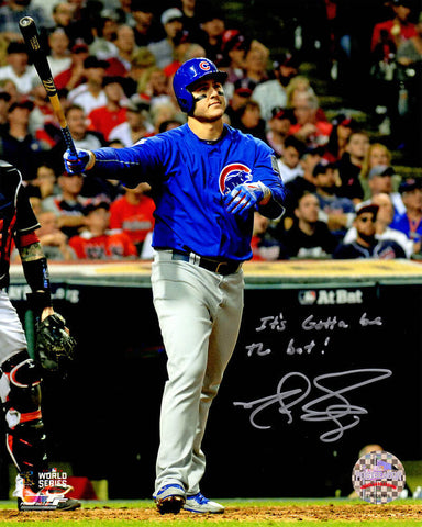 MATT SZCZUR Signed Cubs Anthony Rizzo 2016 WS HR With His Bat 8x10 Photo w/Insc.