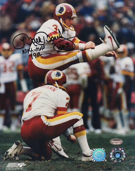 Mark Moseley Signed Washington Kicking Action 8x10 Photo w/MVP- (SCHWARTZ COA)