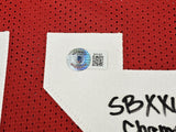 49ERS ERIC DAVIS AUTOGRAPHED RED JERSEY "SB XXIX CHAMPION" BECKETT QR 215868