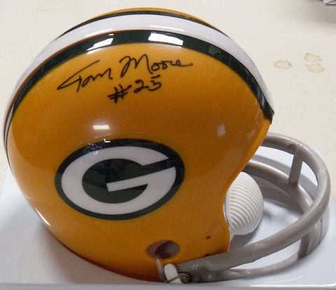 Packers TOM MOORE Signed Mini Helmet Auto 61 62 65 CHMP