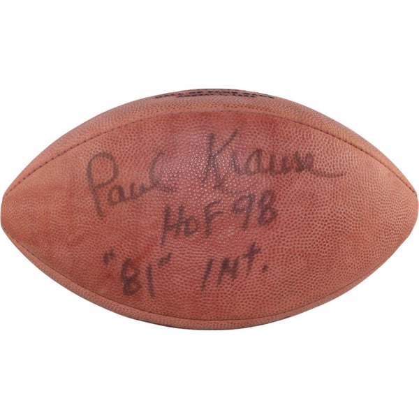 Paul Krause Signed Minnesota Vikings 98 HOF Game Football Deflate Beckett 54986