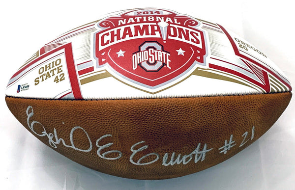 Ezekiel Elliott Autographed Ohio State 2014 National Champions Football Beckett