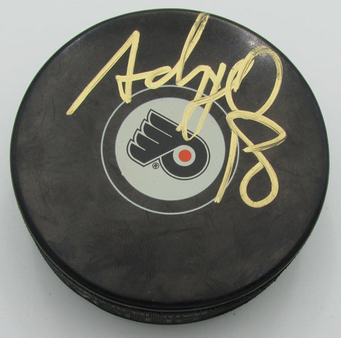 Adam Hall Philadelphia Flyers Autographed/Signed Flyers Logo Puck 140686