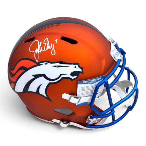 John Elway Autographed Signed Denver Broncos Blaze Full Size Helmet - Beckett