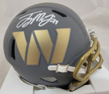 TERRY MCLAURIN SIGNED WASHINGTON COMMANDERS SLATE SPEED MINI HELMET BECKETT QR