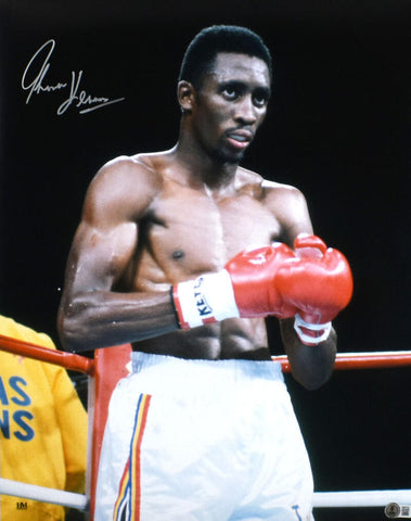 Tommy Hearns Autographed 16X20 In Ring Photo- Beckett W Hologram *Silver