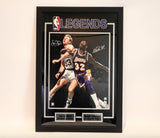 Larry Bird & Magic Johnson Dual Autographed Framed 16x20 Photo -- BAS COA