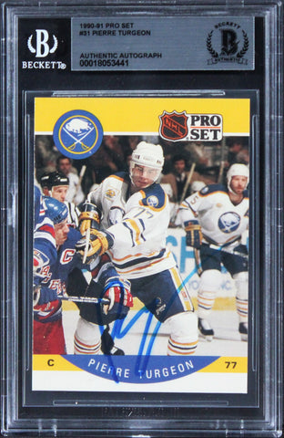 Sabres Pierre Turgeon Authentic Signed 1990 Pro Set #31 Card BAS Slabbed