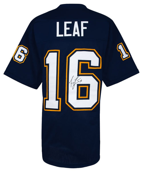 Ryan Leaf (CHARGERS) Signed Navy Throwback Custom Football Jersey (SCHWARTZ COA)
