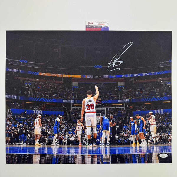 Autographed/Signed Stephen Steph Curry Golden State Warriors 16x20 Photo JSA COA