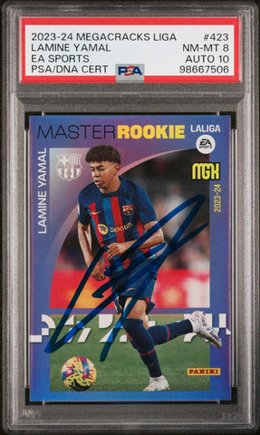 Lamine Yamal Signed 2023-24 Panini Megacracks Master Rookie Card - PSA 8 Auto 10