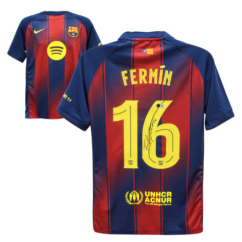 Fermin Lopez Signed FC Barcelona Soccer Jersey #16 with Beckett COA