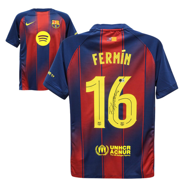 Fermin Lopez Signed FC Barcelona Soccer Jersey #16 with Beckett COA