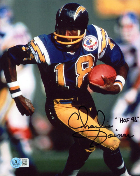 Chargers Charlie Joiner "HOF 96" Authentic Signed 8x10 Vertical Photo BAS 5