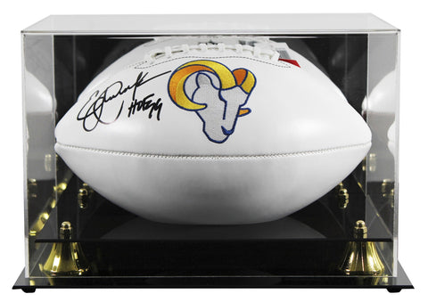 Rams Eric Dickerson "HOF 99" Signed Wilson White Panel Logo Football W/ Case BAS
